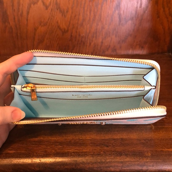 NWT-Kate Spade-Morgan-Seashell ๐Embossed-Zip-Around Continental Wallet-$210 - Picture 6 of 12